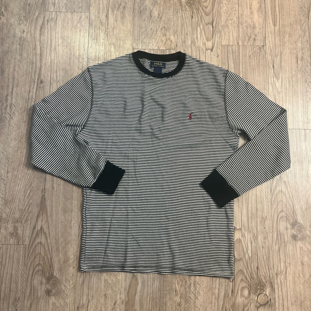 Polo Ralph Lauren Waffle Knit Thermal Crewneck Cotton Black/White Men’s Size XL